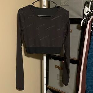 Lululemon Wunder Train Cropped Long Sleeve Special Edition Emboss ~Sz 6 Black